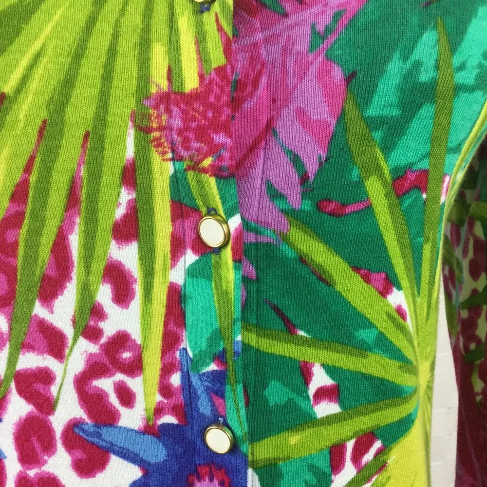 Rafaella Tropical Print‎ Cardigan, Size S